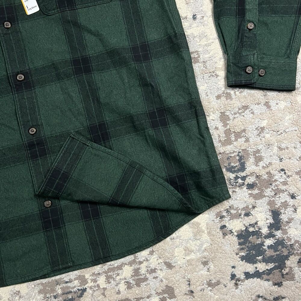 Carhartt Flannel Shirt Loose Fit Heavyweight Mens Sz L Green Plaid TW4451-M - Picture 2 of 10